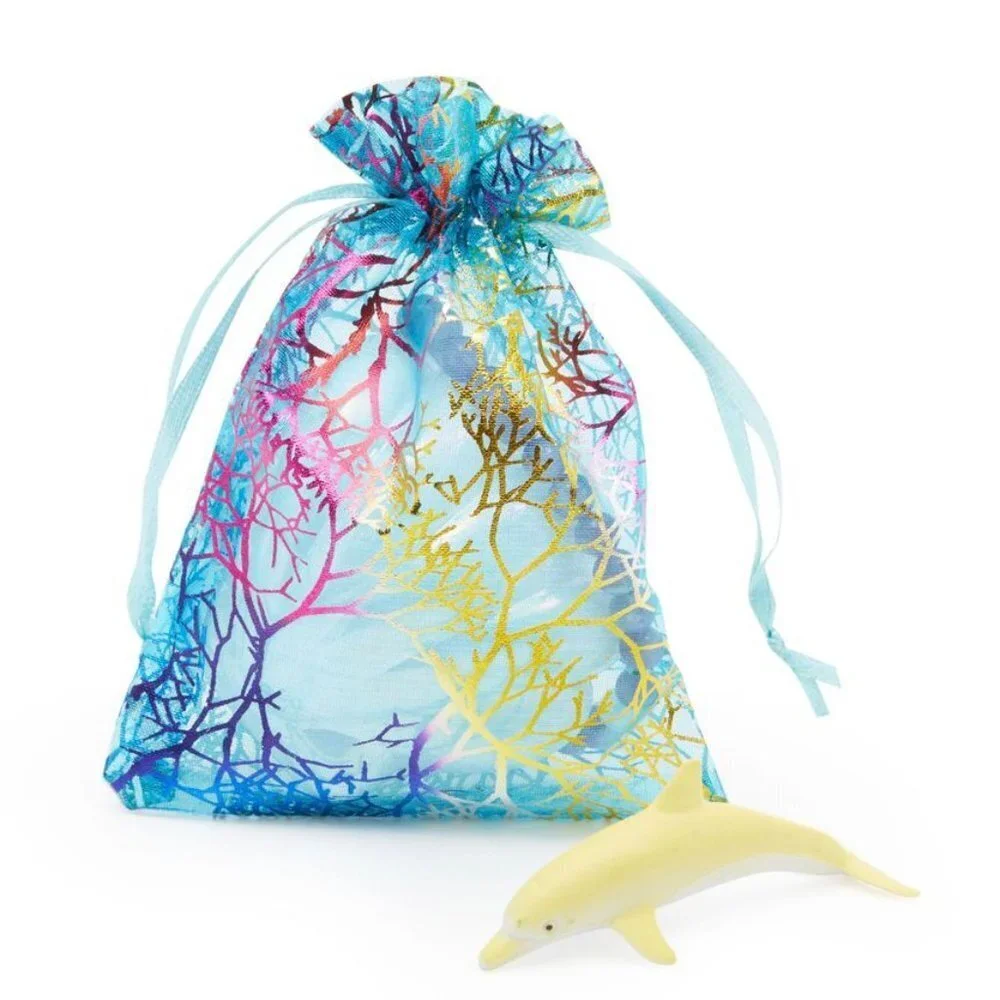 Beach Coral Gift Bag Pouches with Drawstring